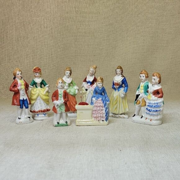 Lot of 8 Vtg Japan handpainted Bridgerton Type figurines - Picture 1 of 15